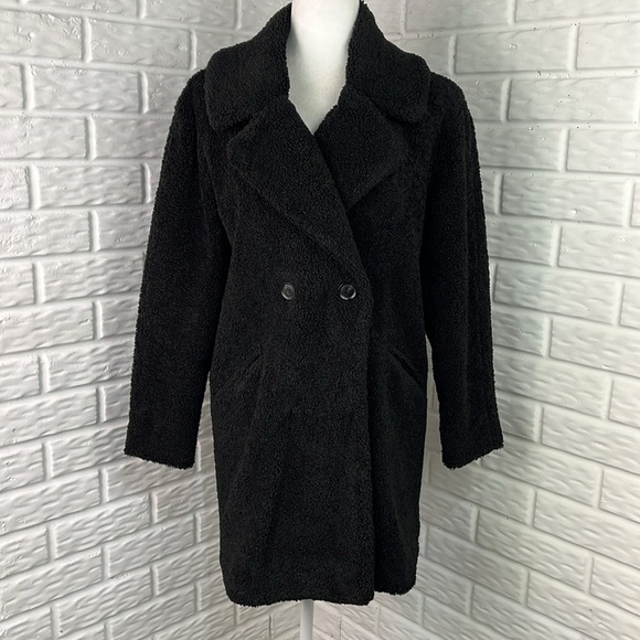 LUCKY BRAND TEDDY JACKET FAUX FUR DOUBLE BREASTED MID LENGTH SIZE XS - Picture 2 of 15